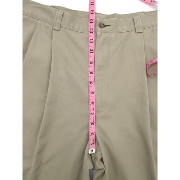 Vintage Tommy Hilfiger Pleated Khaki Pants (37x29) Crest Logo Twill Trousers - Picture 10 of 14